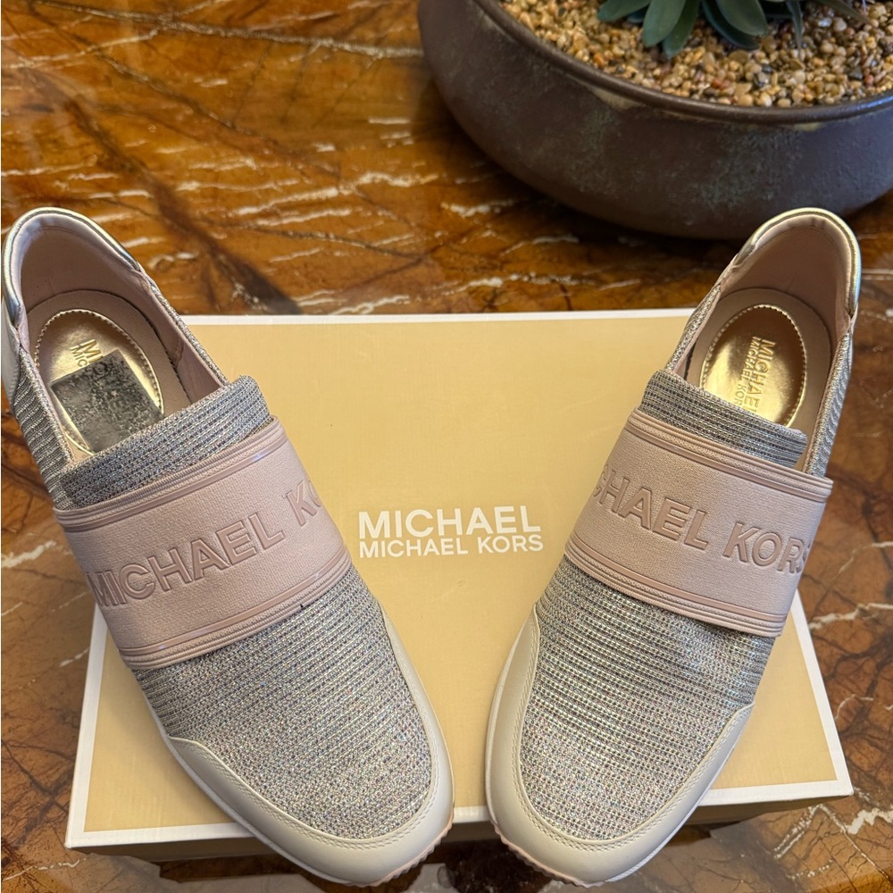 Michael Kors Women's Pink and Gray Slip-On Sneakers